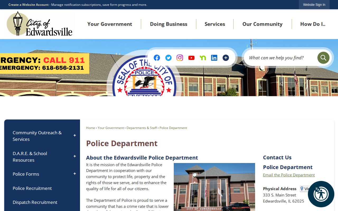 Edwardsville Police Department official page for Madison County arrest records